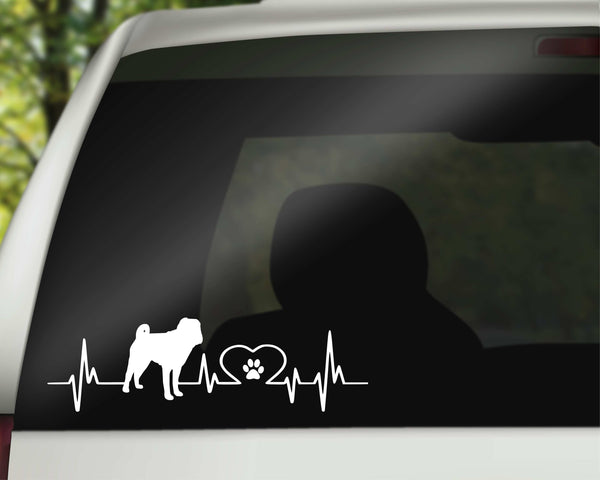 Pit bull, Boxer or Pug Heartbeat car decal
