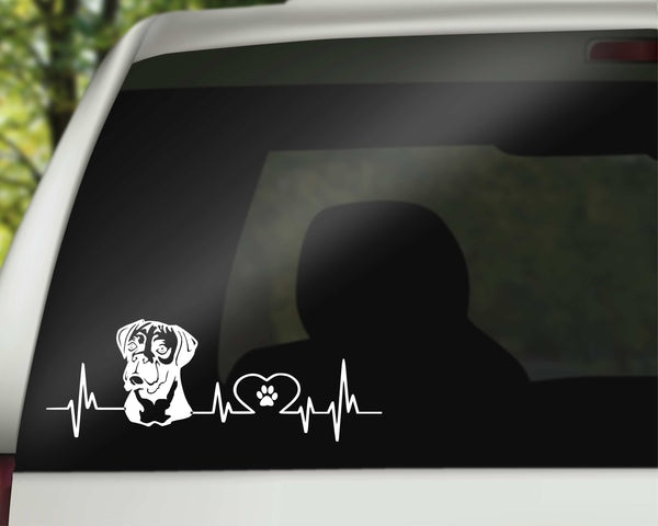 Pit bull, Boxer or Pug Heartbeat car decal